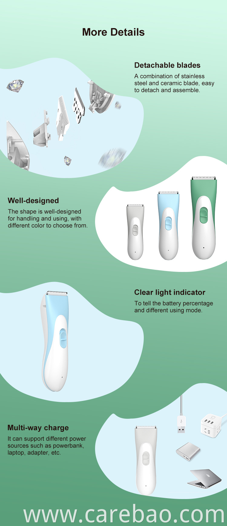 Modern Design USB Waterproof Ceramic Stainless Steel Blade Electric Body Trimmer Clipper In Cheap Price